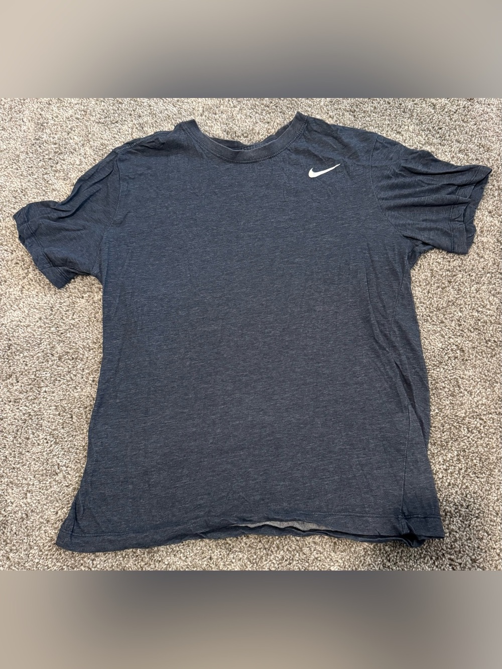Nike Men's Heather Navy Short Sleeve Crew Tee with White Swoosh